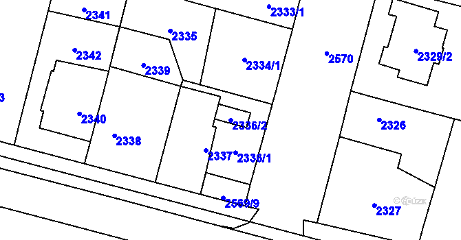 Parcela st. 2336/2 v KÚ Doubravka, Katastrální mapa