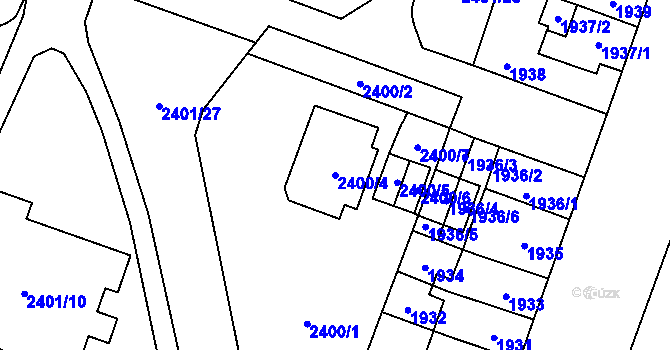Parcela st. 2400/4 v KÚ Doubravka, Katastrální mapa