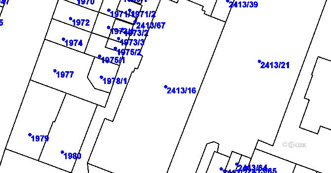 Parcela st. 2413/16 v KÚ Doubravka, Katastrální mapa