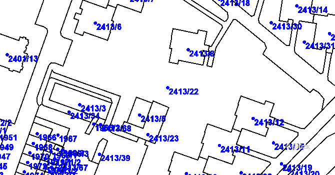 Parcela st. 2413/22 v KÚ Doubravka, Katastrální mapa