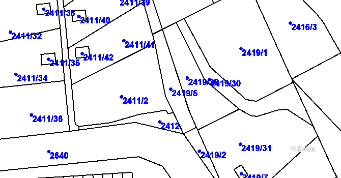 Parcela st. 2419/5 v KÚ Doubravka, Katastrální mapa
