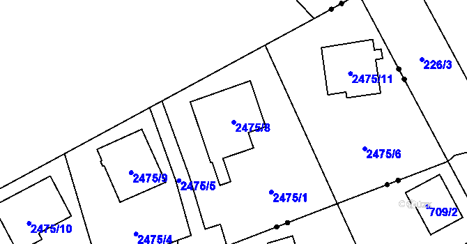 Parcela st. 2475/8 v KÚ Doubravka, Katastrální mapa