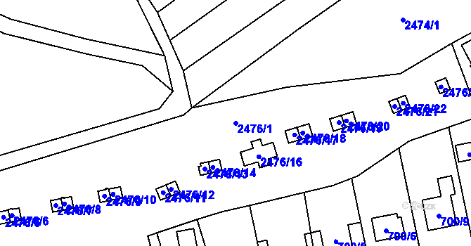 Parcela st. 2476/1 v KÚ Doubravka, Katastrální mapa