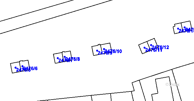 Parcela st. 2476/9 v KÚ Doubravka, Katastrální mapa