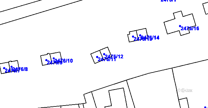 Parcela st. 2476/12 v KÚ Doubravka, Katastrální mapa