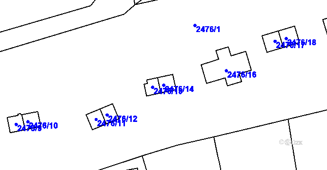Parcela st. 2476/14 v KÚ Doubravka, Katastrální mapa
