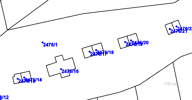 Parcela st. 2476/18 v KÚ Doubravka, Katastrální mapa
