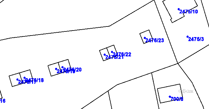Parcela st. 2476/21 v KÚ Doubravka, Katastrální mapa