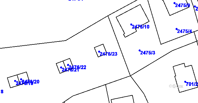 Parcela st. 2476/23 v KÚ Doubravka, Katastrální mapa