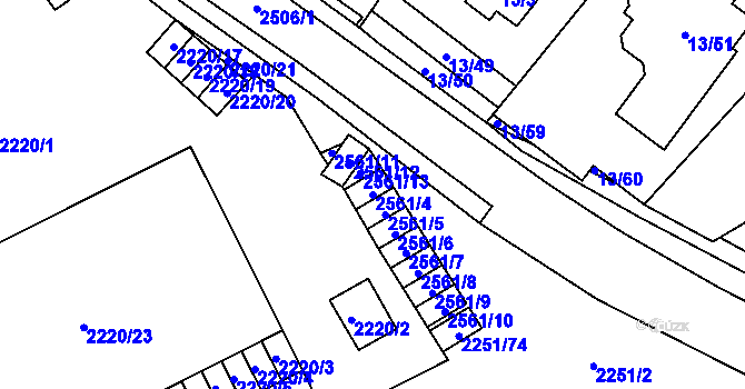 Parcela st. 2561/4 v KÚ Doubravka, Katastrální mapa