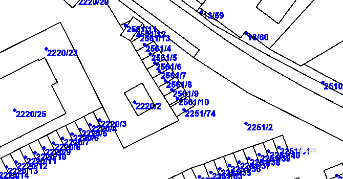 Parcela st. 2561/9 v KÚ Doubravka, Katastrální mapa
