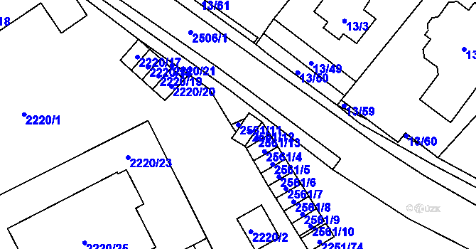 Parcela st. 2561/11 v KÚ Doubravka, Katastrální mapa