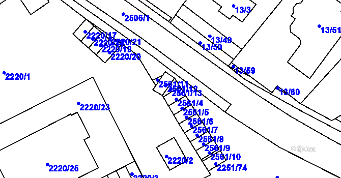 Parcela st. 2561/13 v KÚ Doubravka, Katastrální mapa