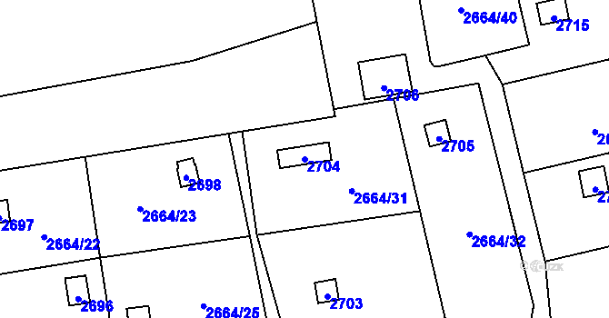 Parcela st. 2704 v KÚ Doubravka, Katastrální mapa
