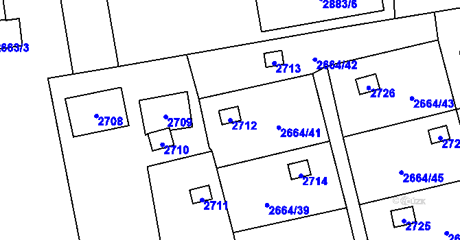 Parcela st. 2712 v KÚ Doubravka, Katastrální mapa