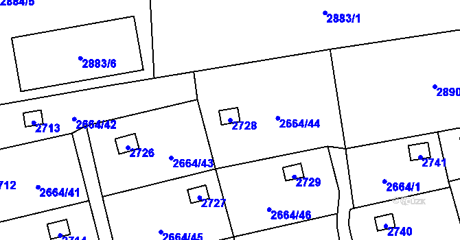 Parcela st. 2728 v KÚ Doubravka, Katastrální mapa