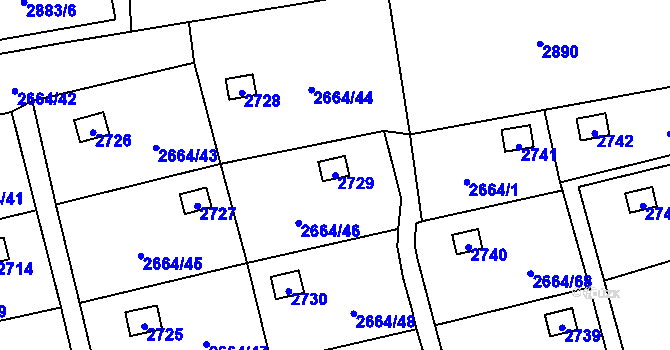 Parcela st. 2729 v KÚ Doubravka, Katastrální mapa