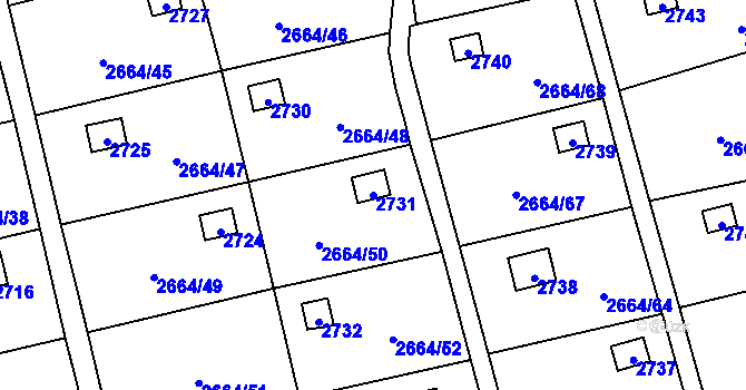 Parcela st. 2731 v KÚ Doubravka, Katastrální mapa