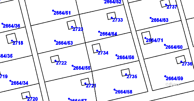 Parcela st. 2734 v KÚ Doubravka, Katastrální mapa