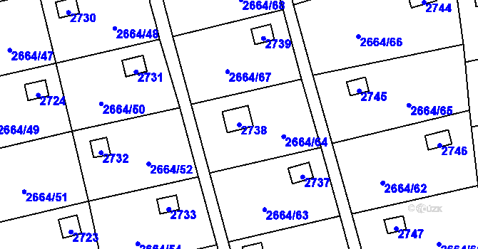 Parcela st. 2738 v KÚ Doubravka, Katastrální mapa