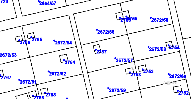 Parcela st. 2757 v KÚ Doubravka, Katastrální mapa