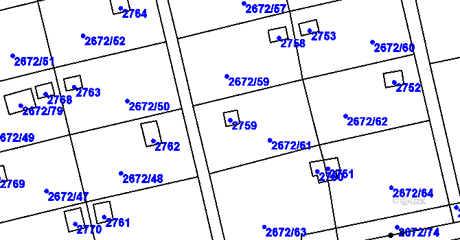 Parcela st. 2759 v KÚ Doubravka, Katastrální mapa