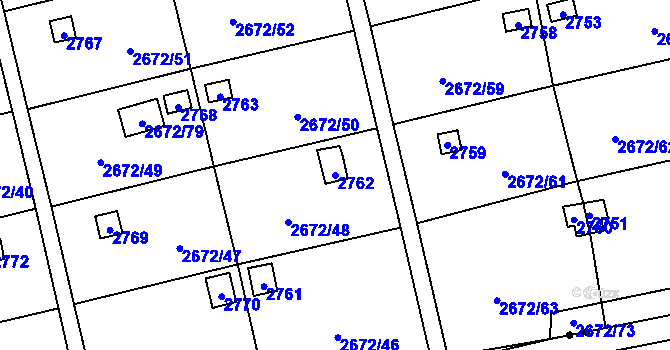 Parcela st. 2762 v KÚ Doubravka, Katastrální mapa