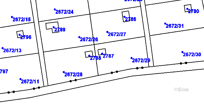Parcela st. 2787 v KÚ Doubravka, Katastrální mapa