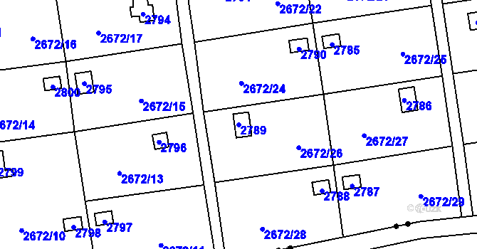 Parcela st. 2789 v KÚ Doubravka, Katastrální mapa