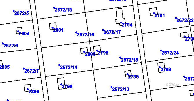 Parcela st. 2795 v KÚ Doubravka, Katastrální mapa