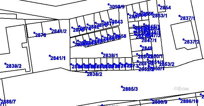 Parcela st. 2838/1 v KÚ Doubravka, Katastrální mapa