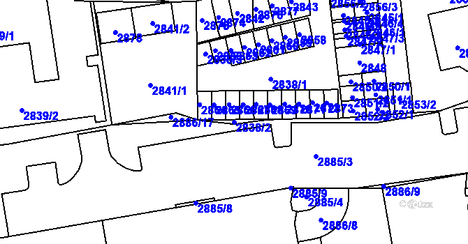 Parcela st. 2838/2 v KÚ Doubravka, Katastrální mapa