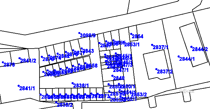 Parcela st. 2845/2 v KÚ Doubravka, Katastrální mapa