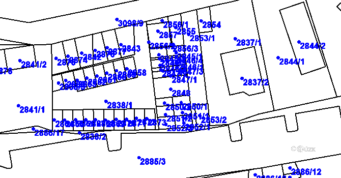Parcela st. 2848 v KÚ Doubravka, Katastrální mapa