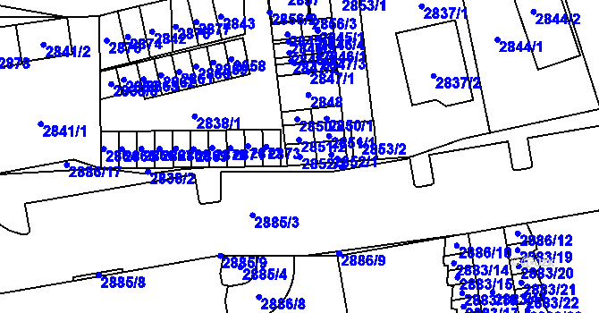 Parcela st. 2852/2 v KÚ Doubravka, Katastrální mapa