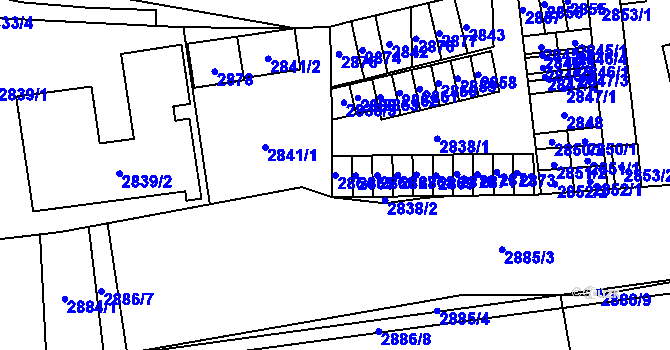 Parcela st. 2864 v KÚ Doubravka, Katastrální mapa