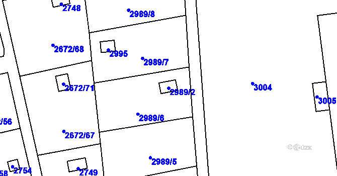 Parcela st. 2989/2 v KÚ Doubravka, Katastrální mapa