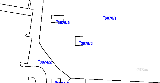 Parcela st. 3076/3 v KÚ Doubravka, Katastrální mapa
