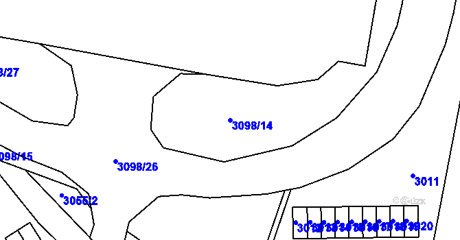 Parcela st. 3098/14 v KÚ Doubravka, Katastrální mapa