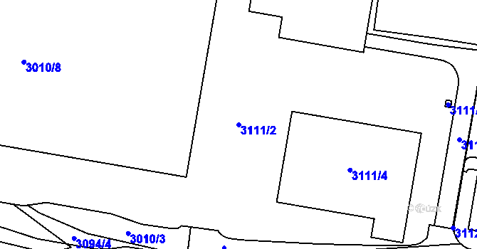 Parcela st. 3111/2 v KÚ Doubravka, Katastrální mapa