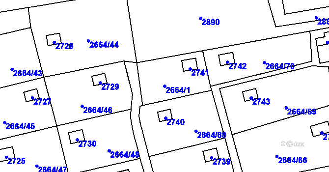 Parcela st. 2664/1 v KÚ Doubravka, Katastrální mapa