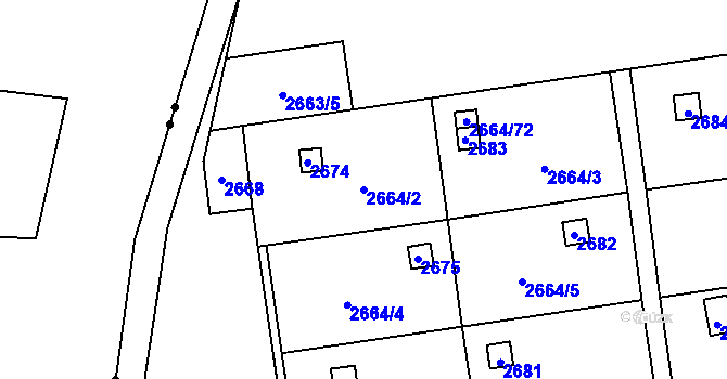 Parcela st. 2664/2 v KÚ Doubravka, Katastrální mapa