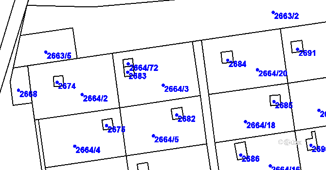 Parcela st. 2664/3 v KÚ Doubravka, Katastrální mapa