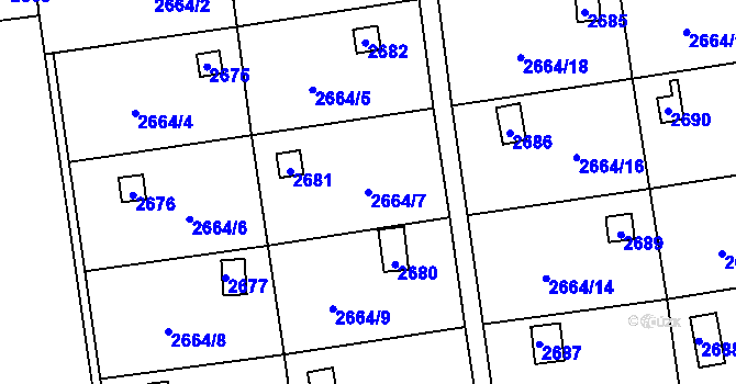 Parcela st. 2664/7 v KÚ Doubravka, Katastrální mapa