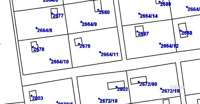 Parcela st. 2664/11 v KÚ Doubravka, Katastrální mapa