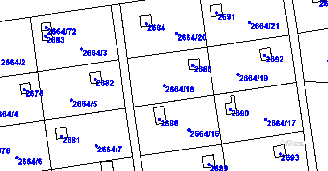 Parcela st. 2664/18 v KÚ Doubravka, Katastrální mapa