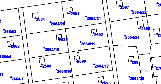 Parcela st. 2664/19 v KÚ Doubravka, Katastrální mapa