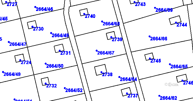 Parcela st. 2664/67 v KÚ Doubravka, Katastrální mapa