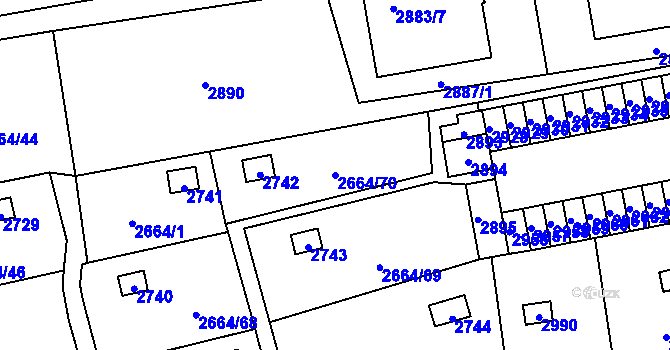 Parcela st. 2664/70 v KÚ Doubravka, Katastrální mapa
