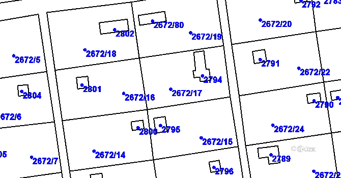 Parcela st. 2672/17 v KÚ Doubravka, Katastrální mapa